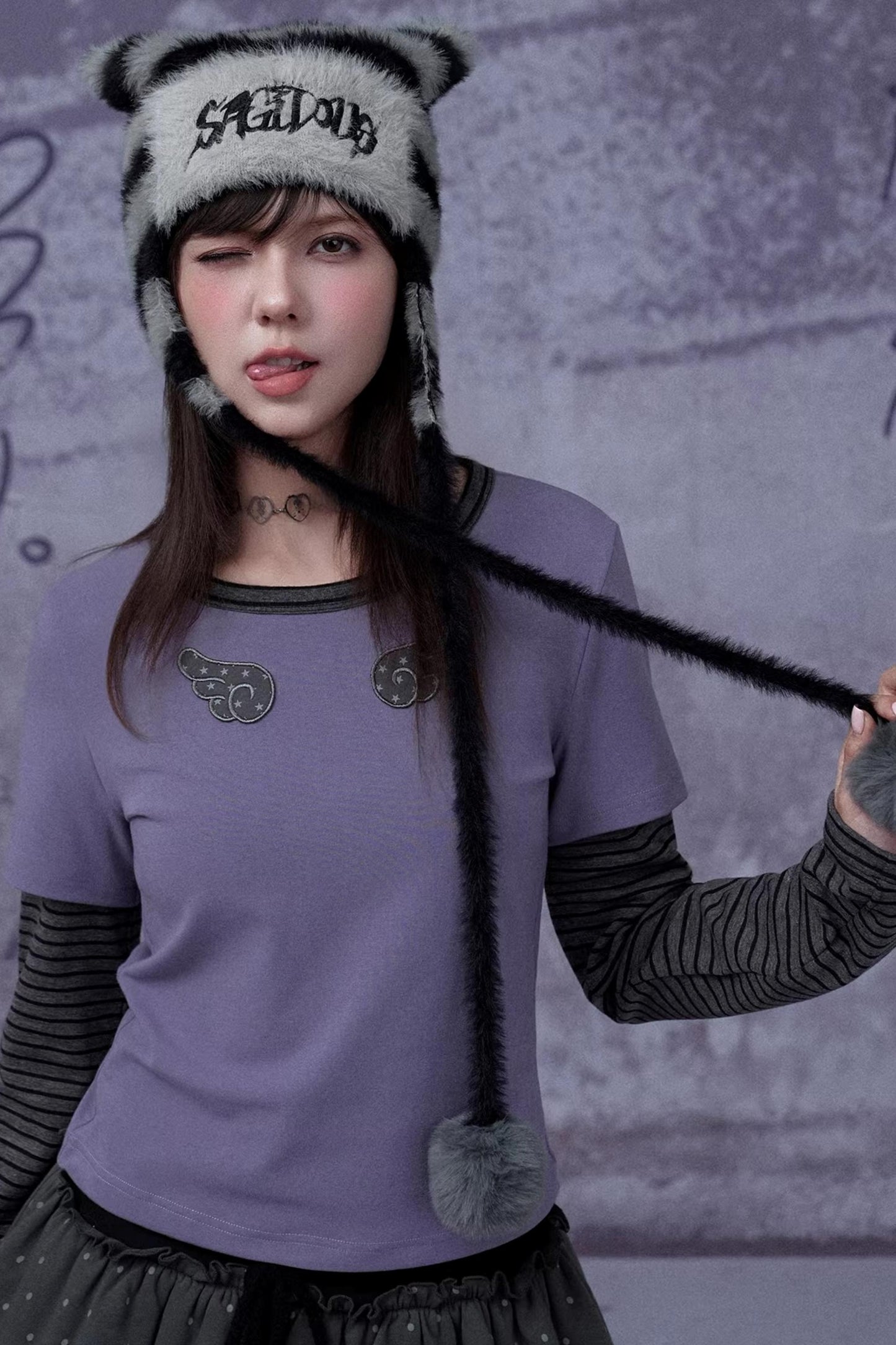 Black and Purple Two-Piece Top