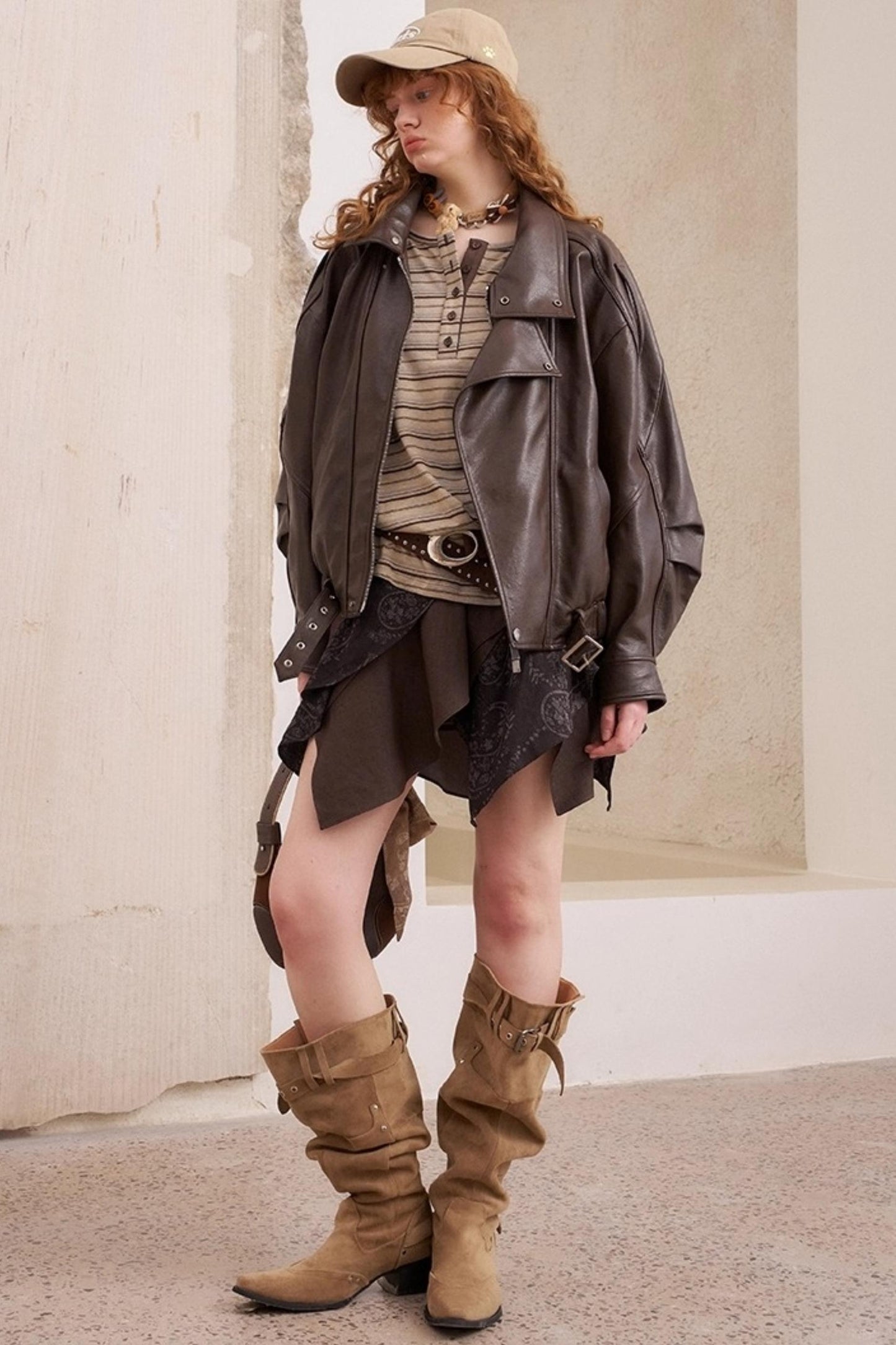 Striped Loose Crew Neck Embroidered T-Shirt