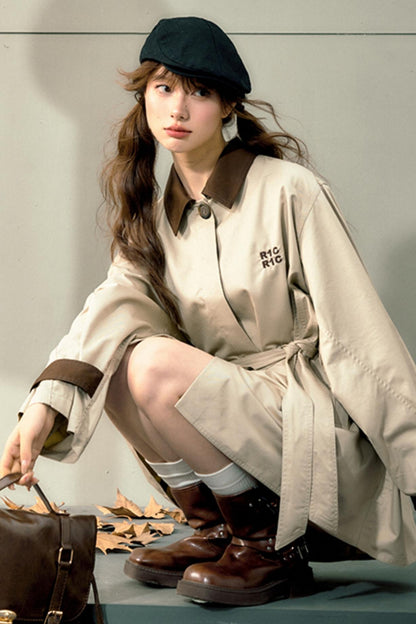 Retro Waisted Trench Coat