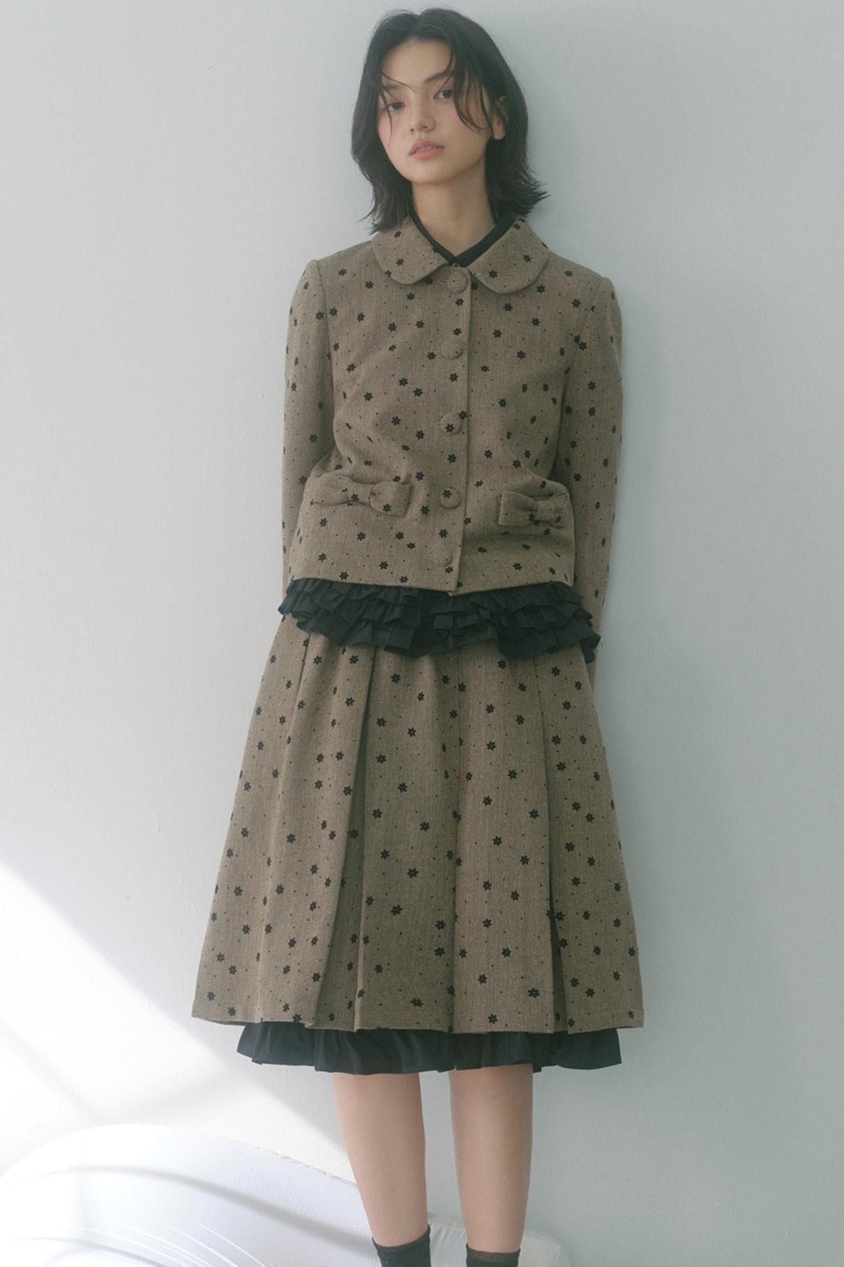 Elastic Pleated Skirt Suit Set-Up