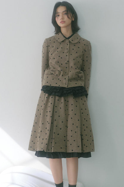 Elastic Pleated Skirt Suit Set-Up