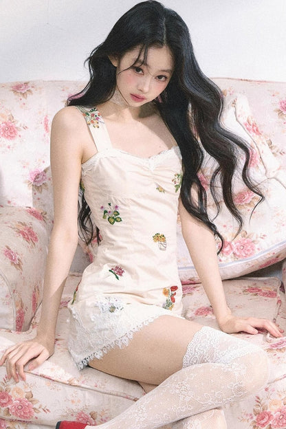 One-Shoulder Lace Mini Dress