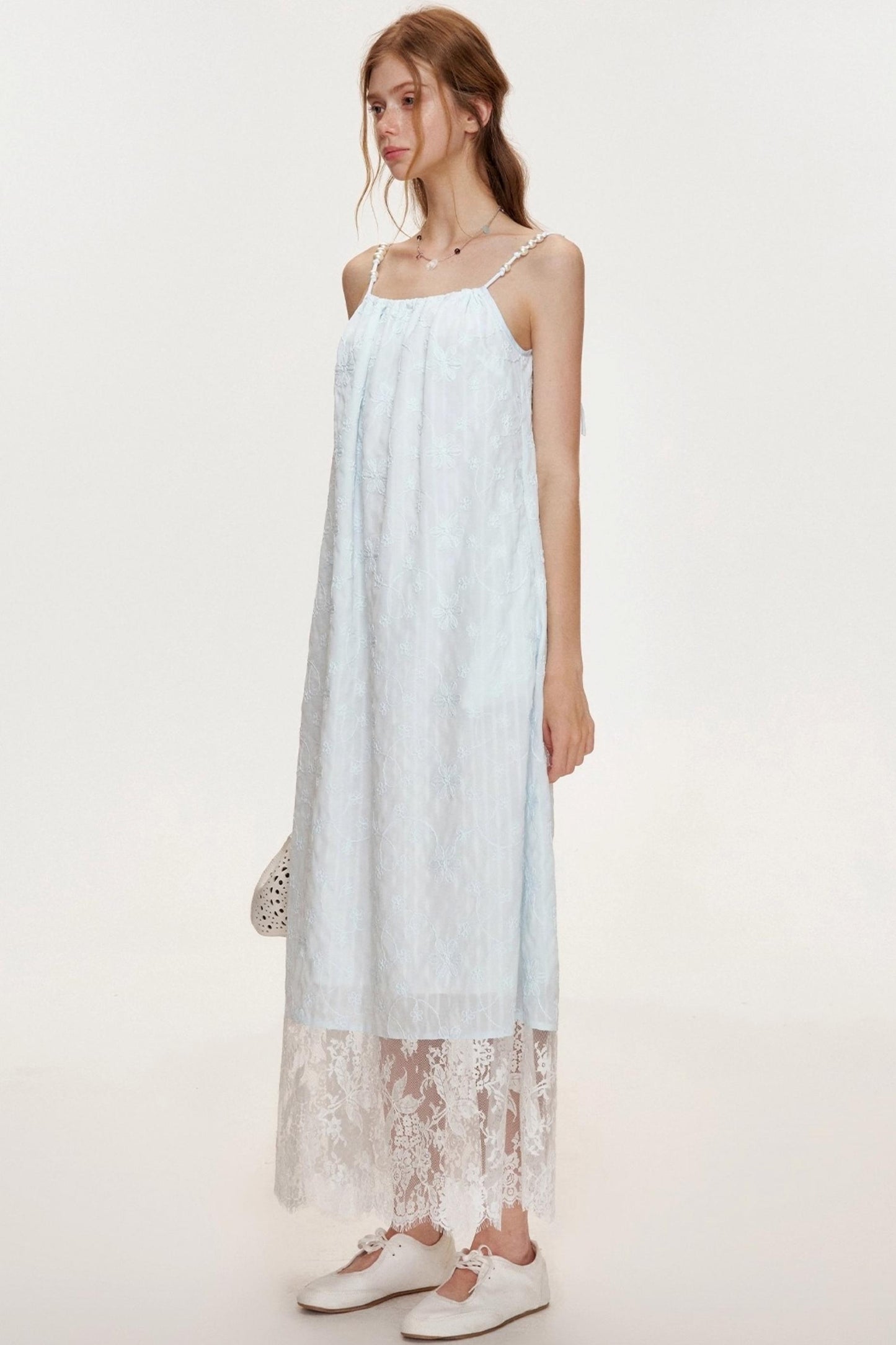 Ocean Blue Lace A-Line Dress