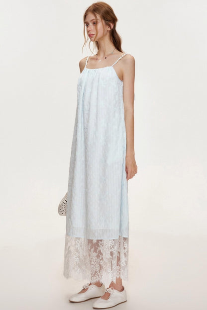 Ocean Blue Lace A-Line Dress