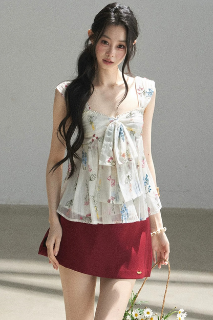 Embroidered Chiffon Summer Top