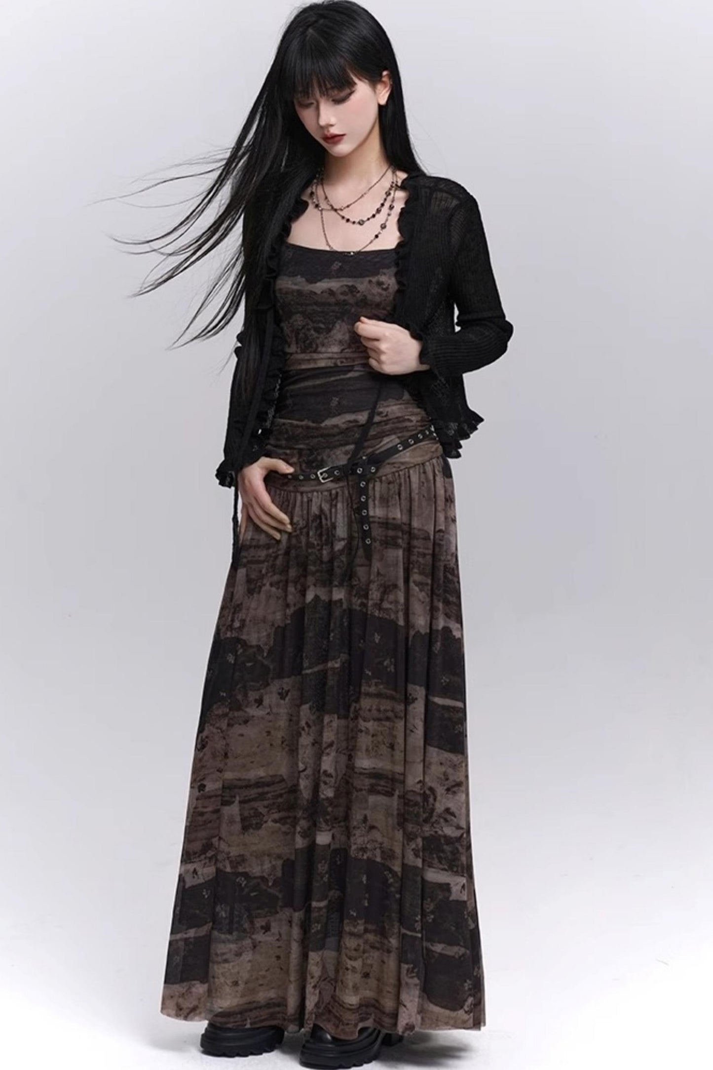 Summer Black And Brown Halter Dress