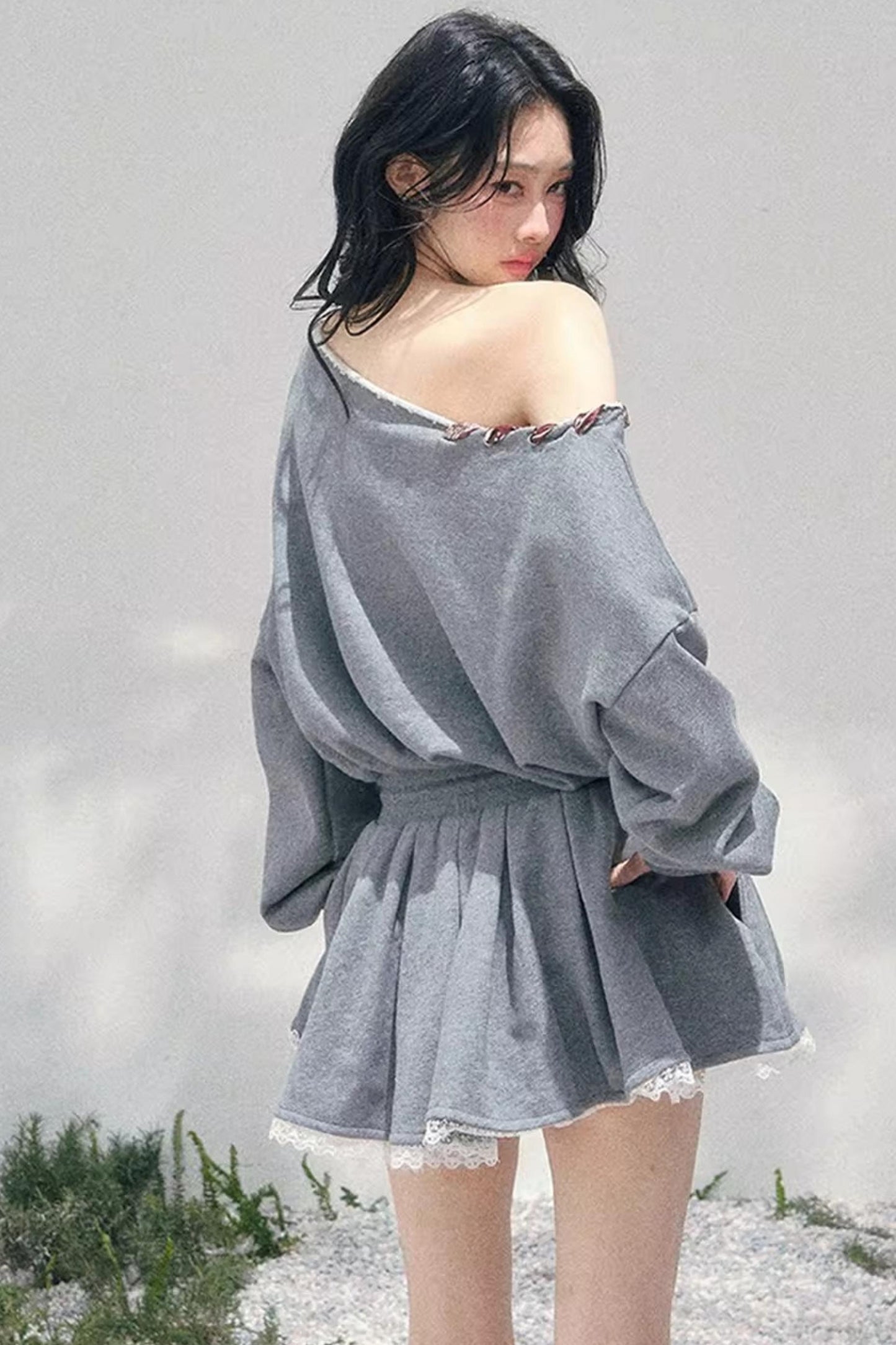 Spitzen-Ein-Schulter-Kleid