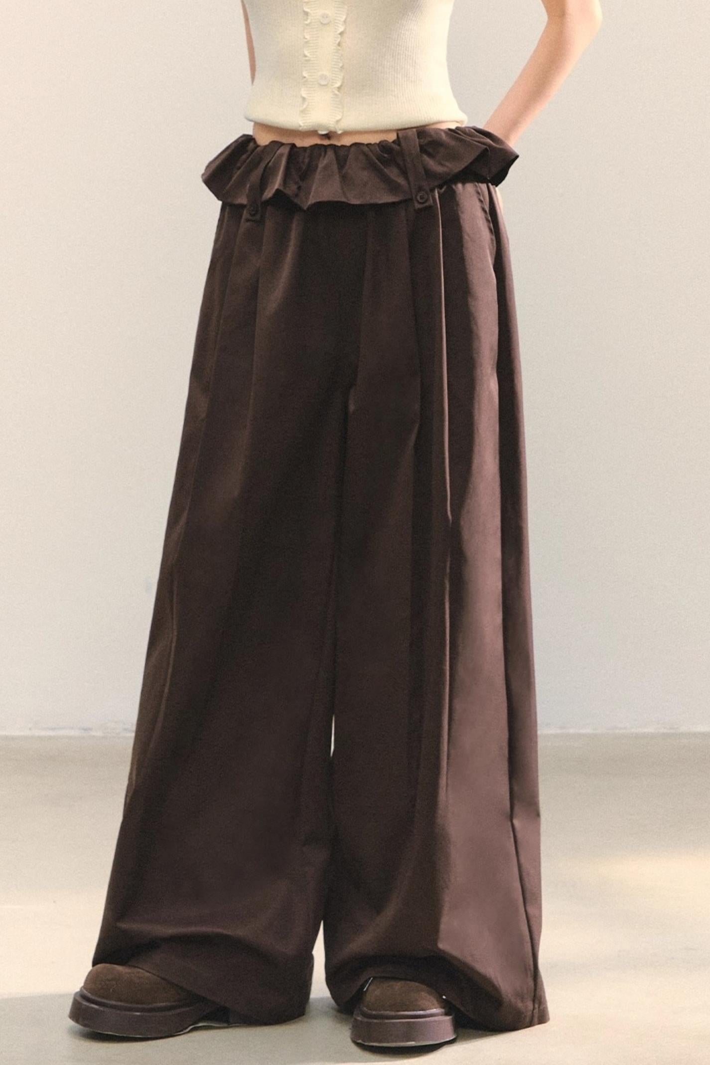 Turn-Up Waist Balloon Pants