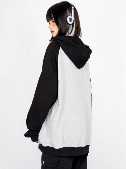 Block Hooded Sweater Coat