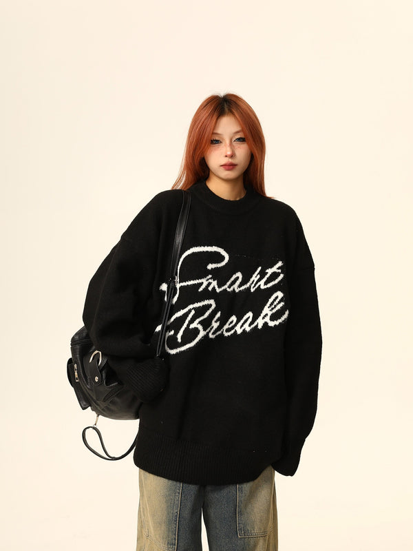 American letter knit sweater jacket