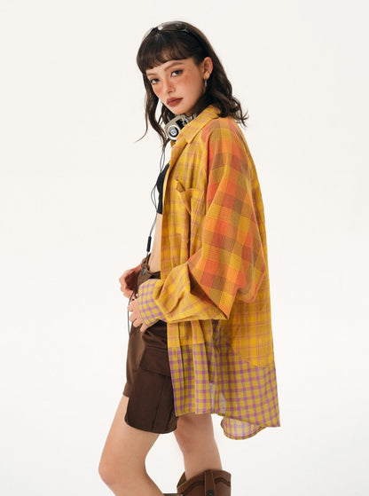 Loose plaid shirt