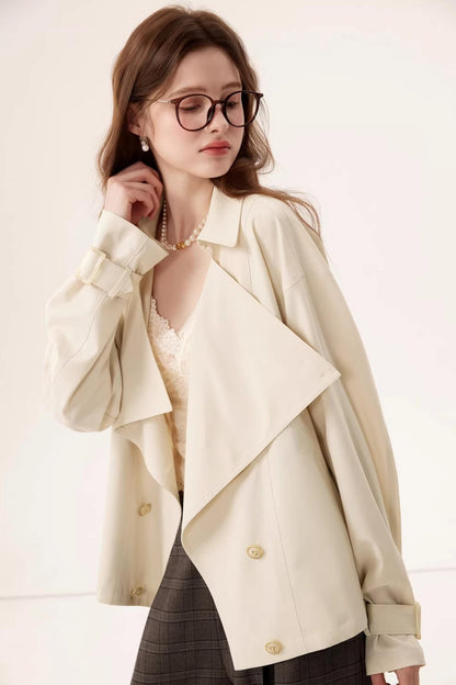 Short Double-Breasted Trench Coat