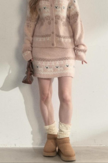 Vintage Knit College Style Sweater Set-Up