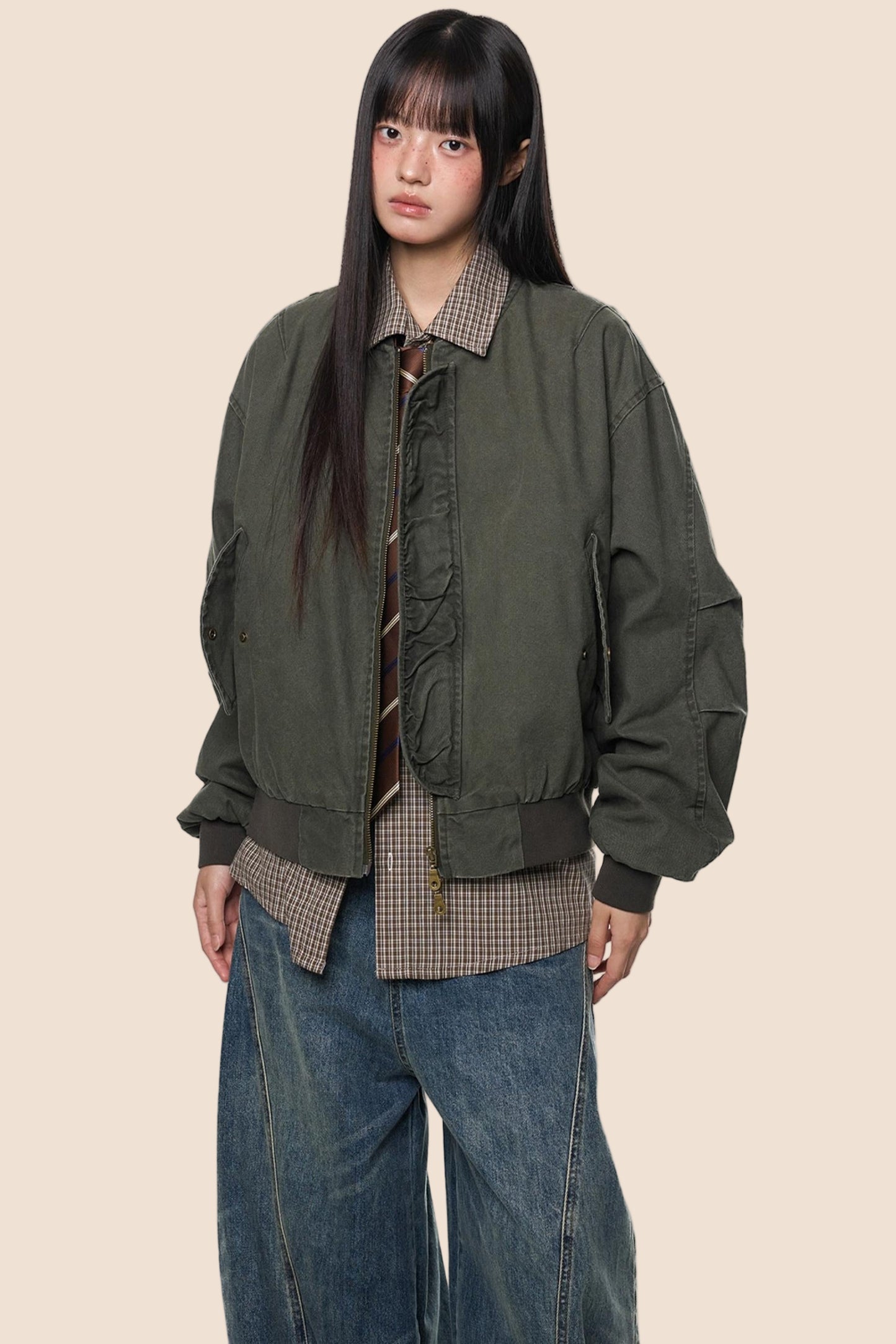 Vintage Distressed Baseball Jersey Jacket