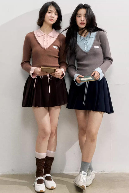 Autumn Knitted Polo Top