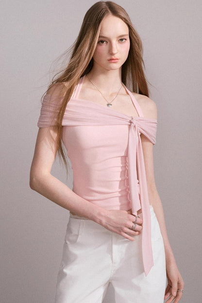 One-Shoulder Mesh Top