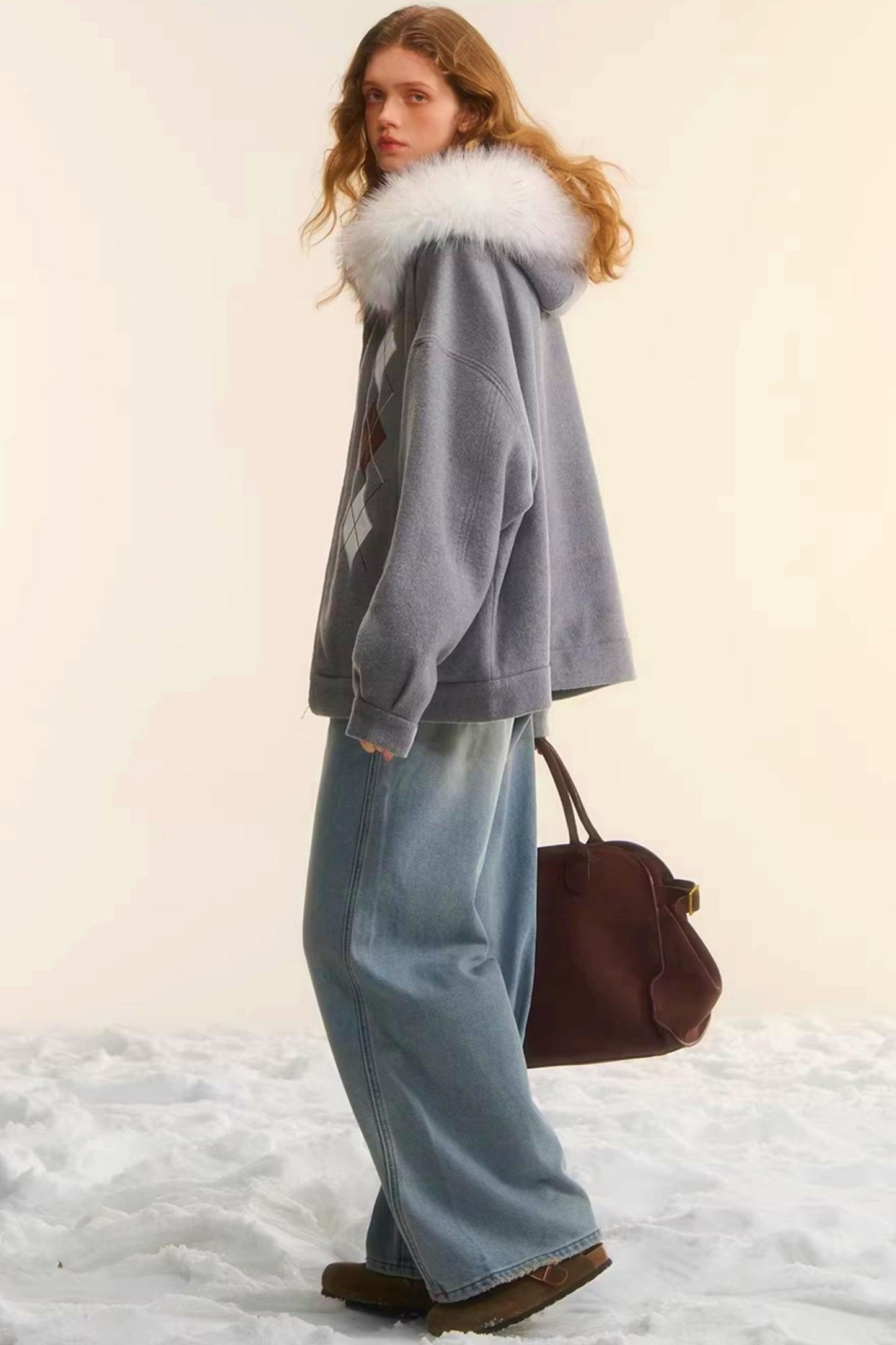 Diamond-Embroidered Woolen Jacket