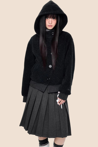 Vintage Woolen Hooded Jacket