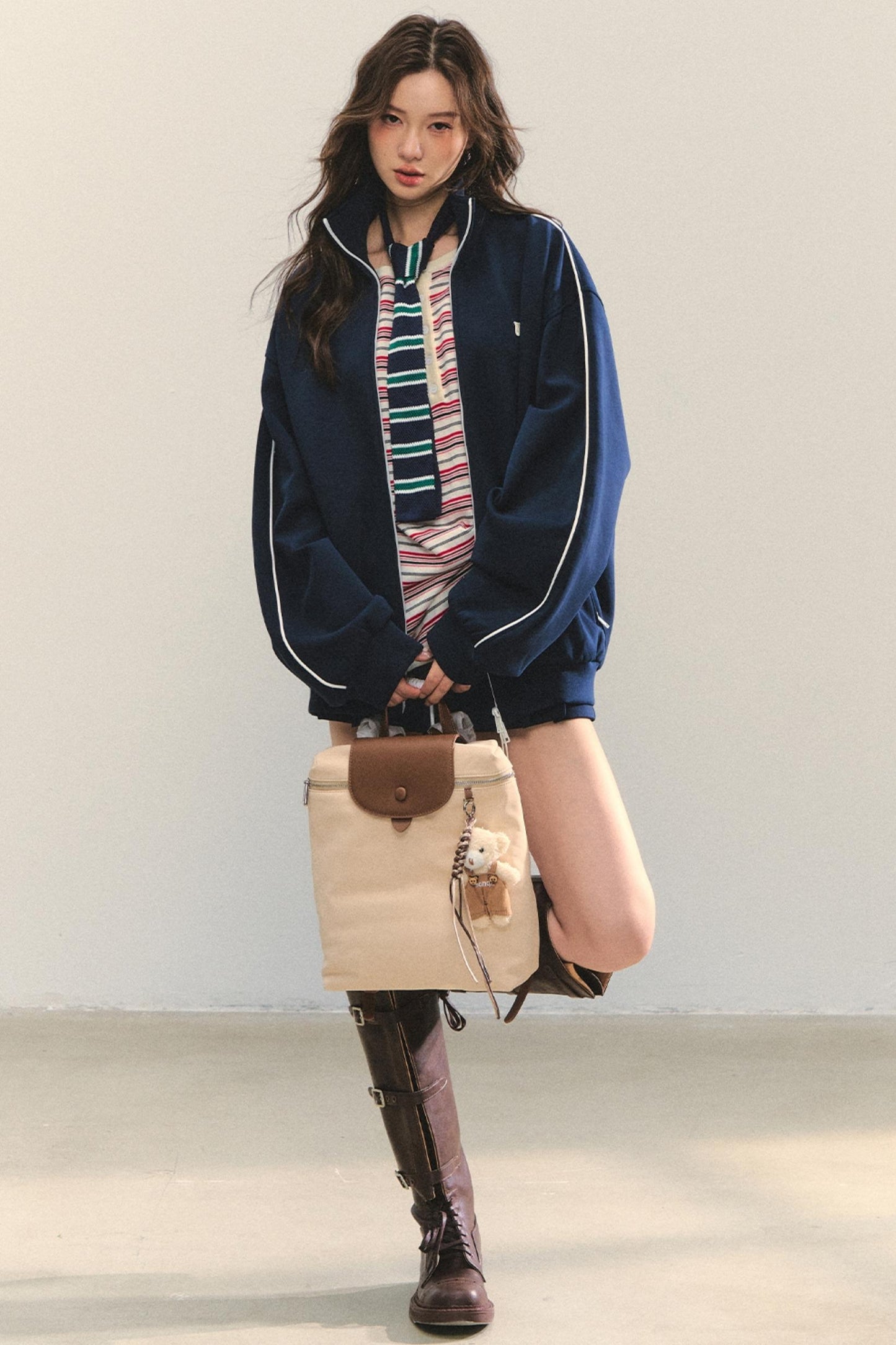 College Style Zipper Two-Piece Set-Up