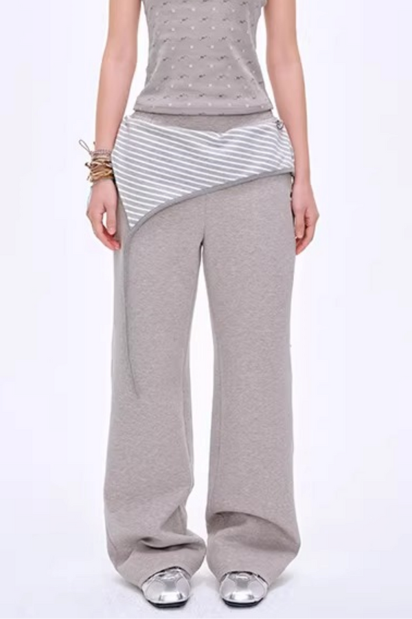 Color-Blocked Cotton Striped Pants