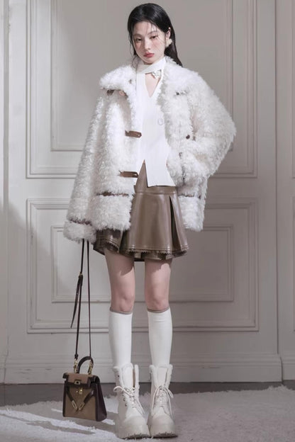 Velvet Curly Fur Coat Set
