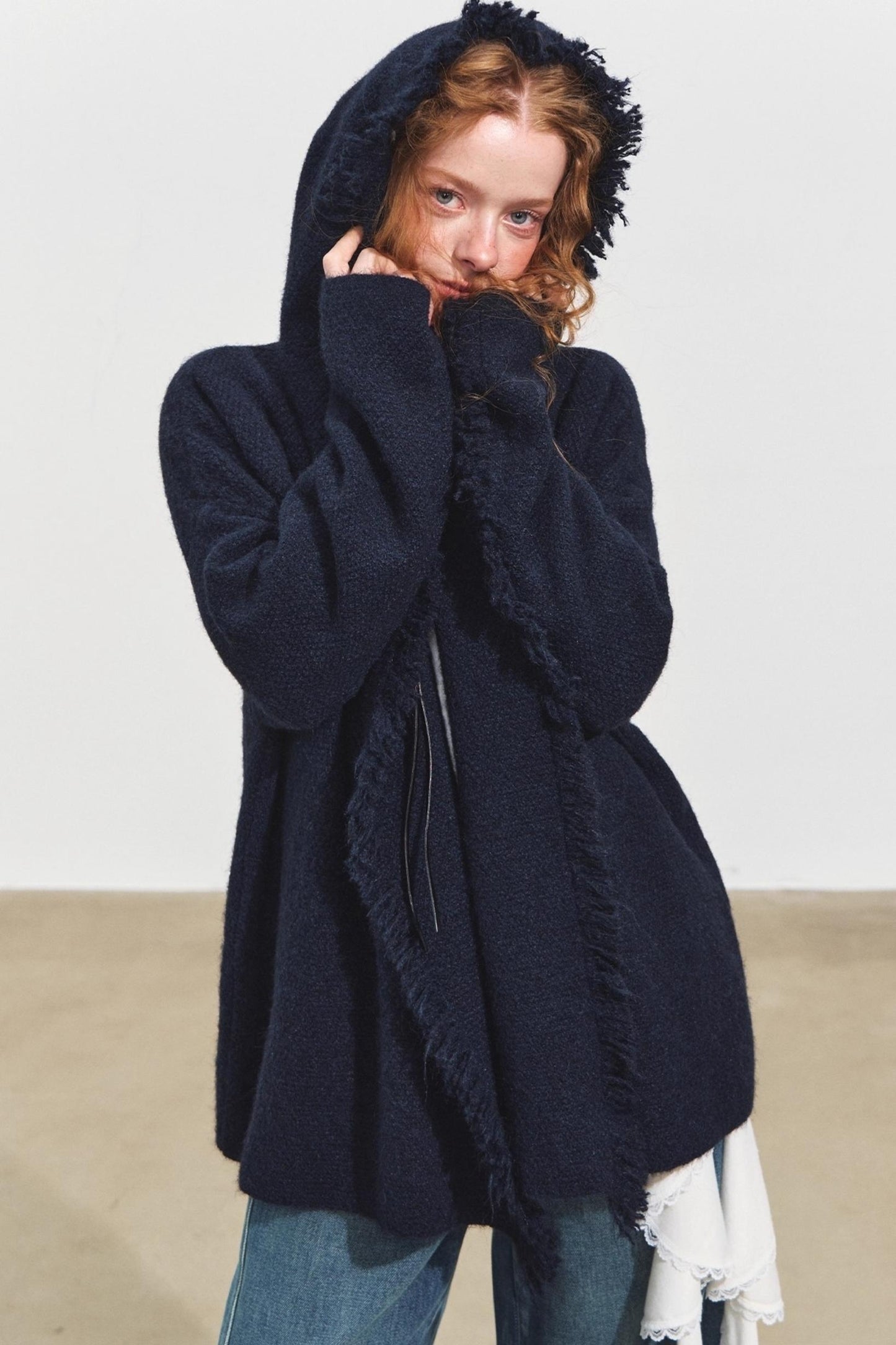 Lazy Fringe Hooded Cardigan