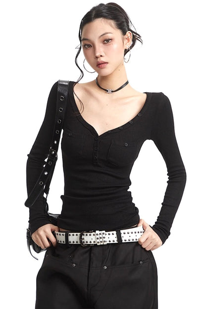 Slim Knit Long Sleeve Shirt
