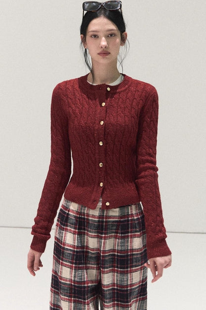 Pure Cotton Plaid Wide-Leg Pants