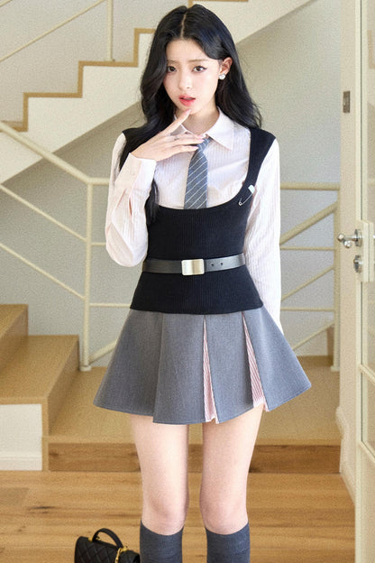 Slim Tie Silhouette Vest Set-Up