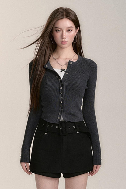 Slim Wool Button Cardigan