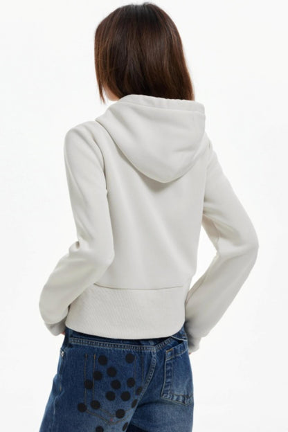 Diamond Plaid Hooded Waist Jacket