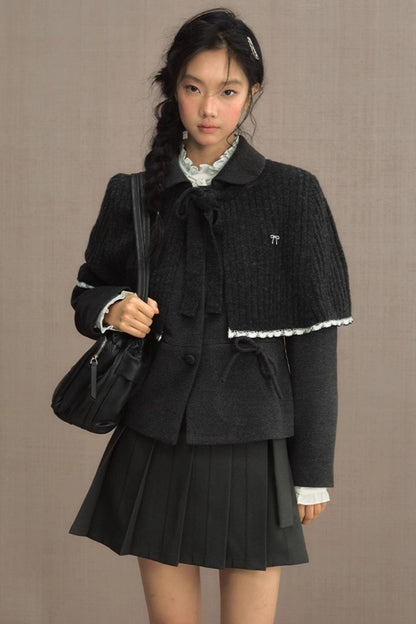 Fake Two-Piece Bow Lace-Up Shirt Dress