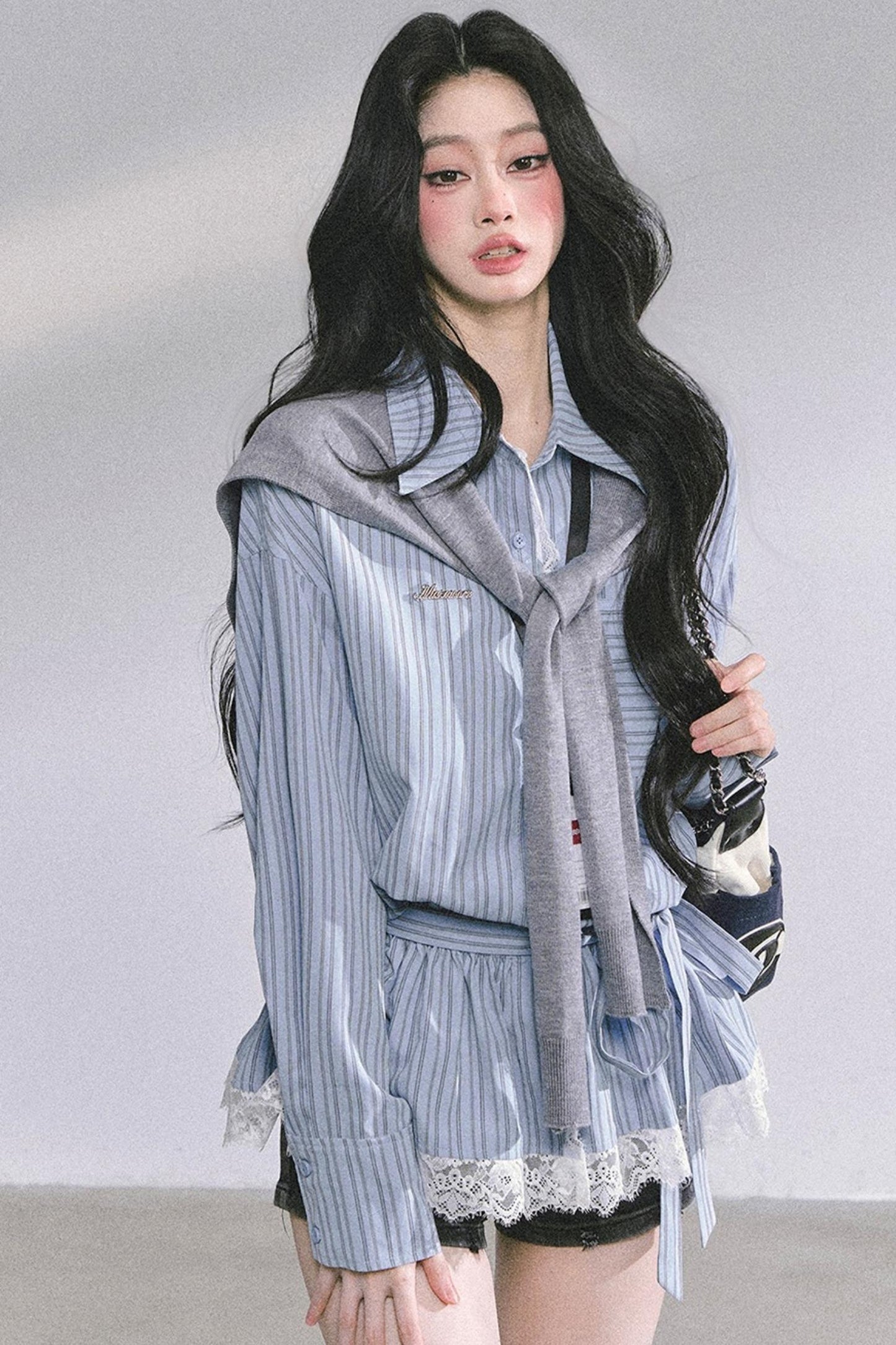 French Lace Stripe Shirt Set-Up