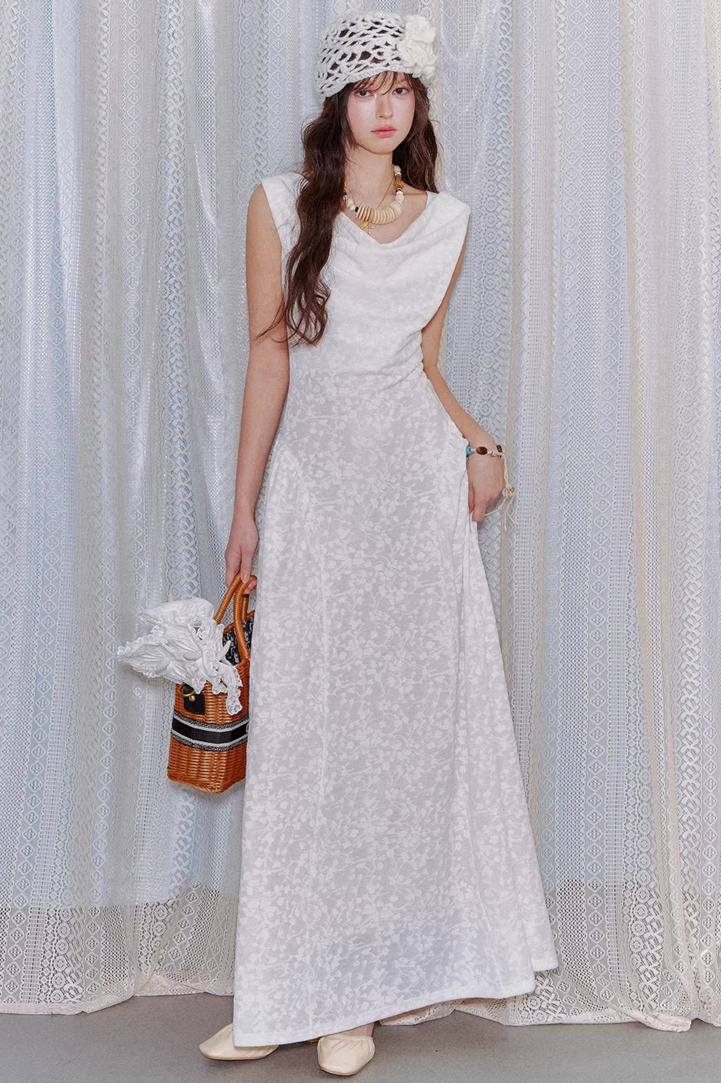 Off-White Lace Jacquard Dress