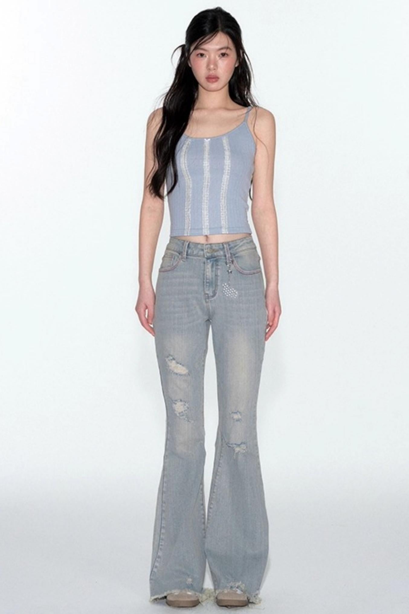 Summer Lace Suspenders Cropped Vest