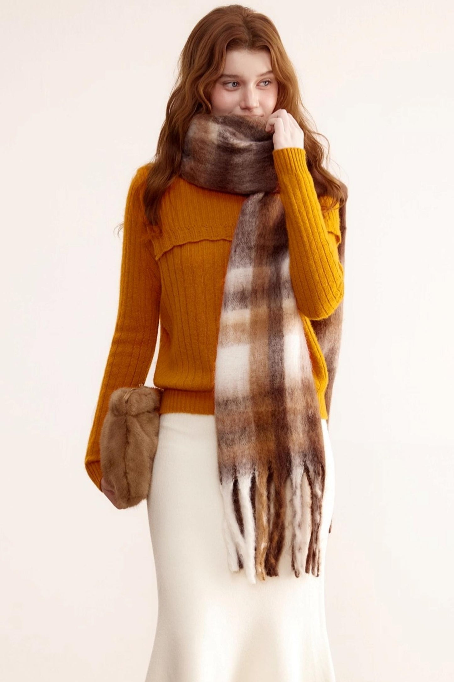 One-Shoulder Wool Knit Sweater