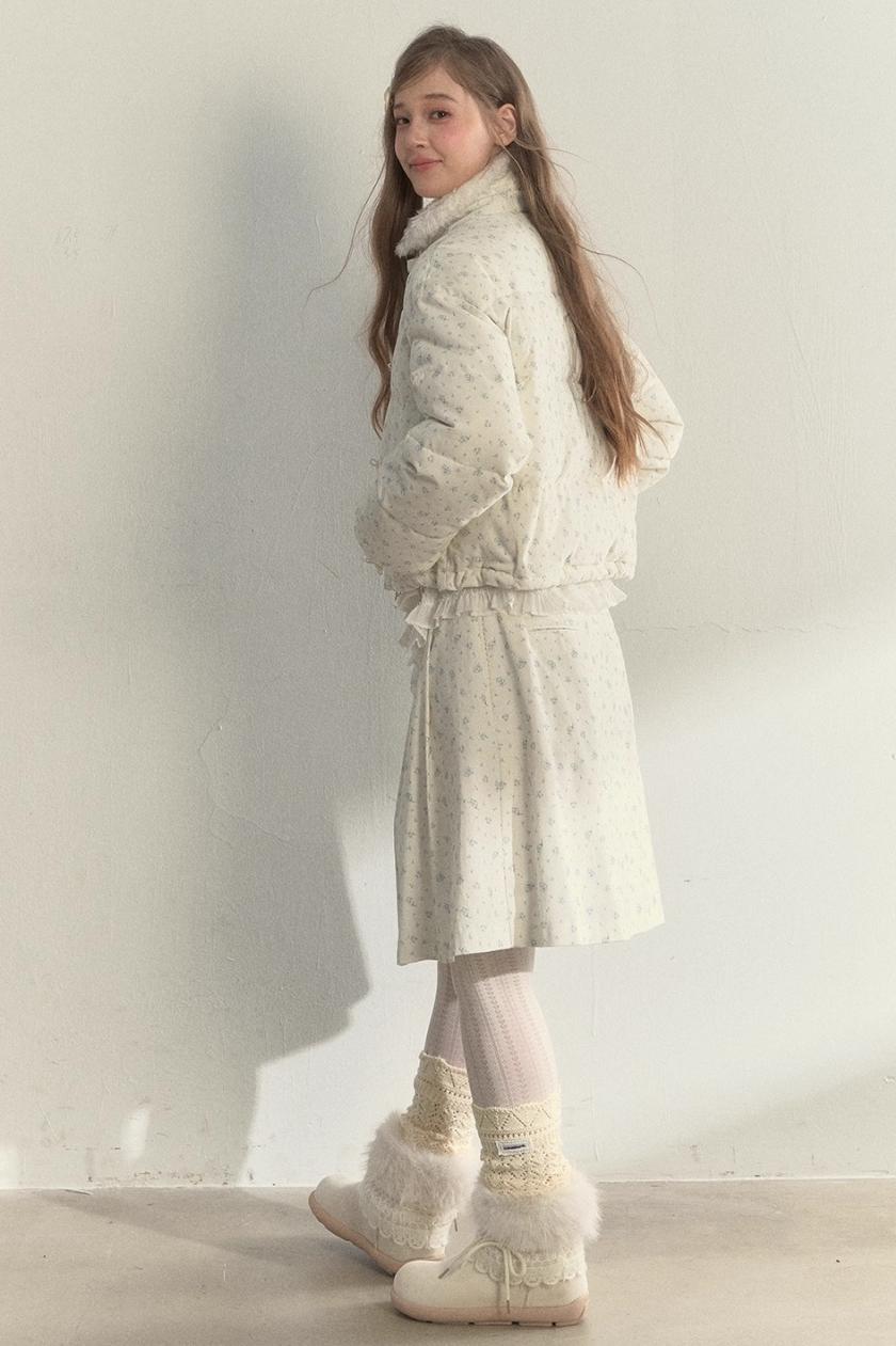 Floral Corduroy Pleated Jacket Set-Up