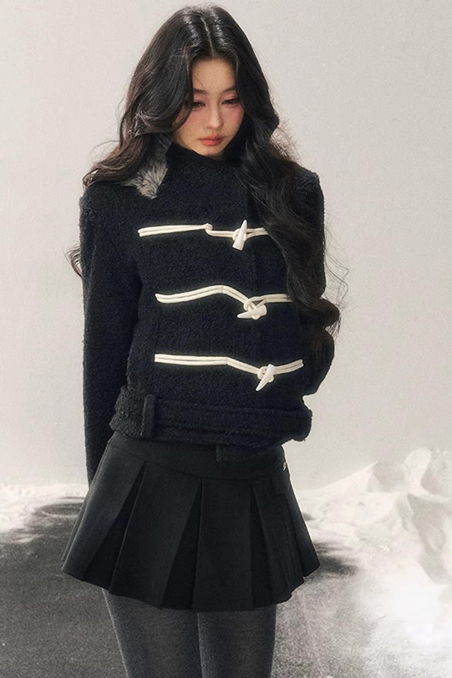 French Woolen Hooded Coat