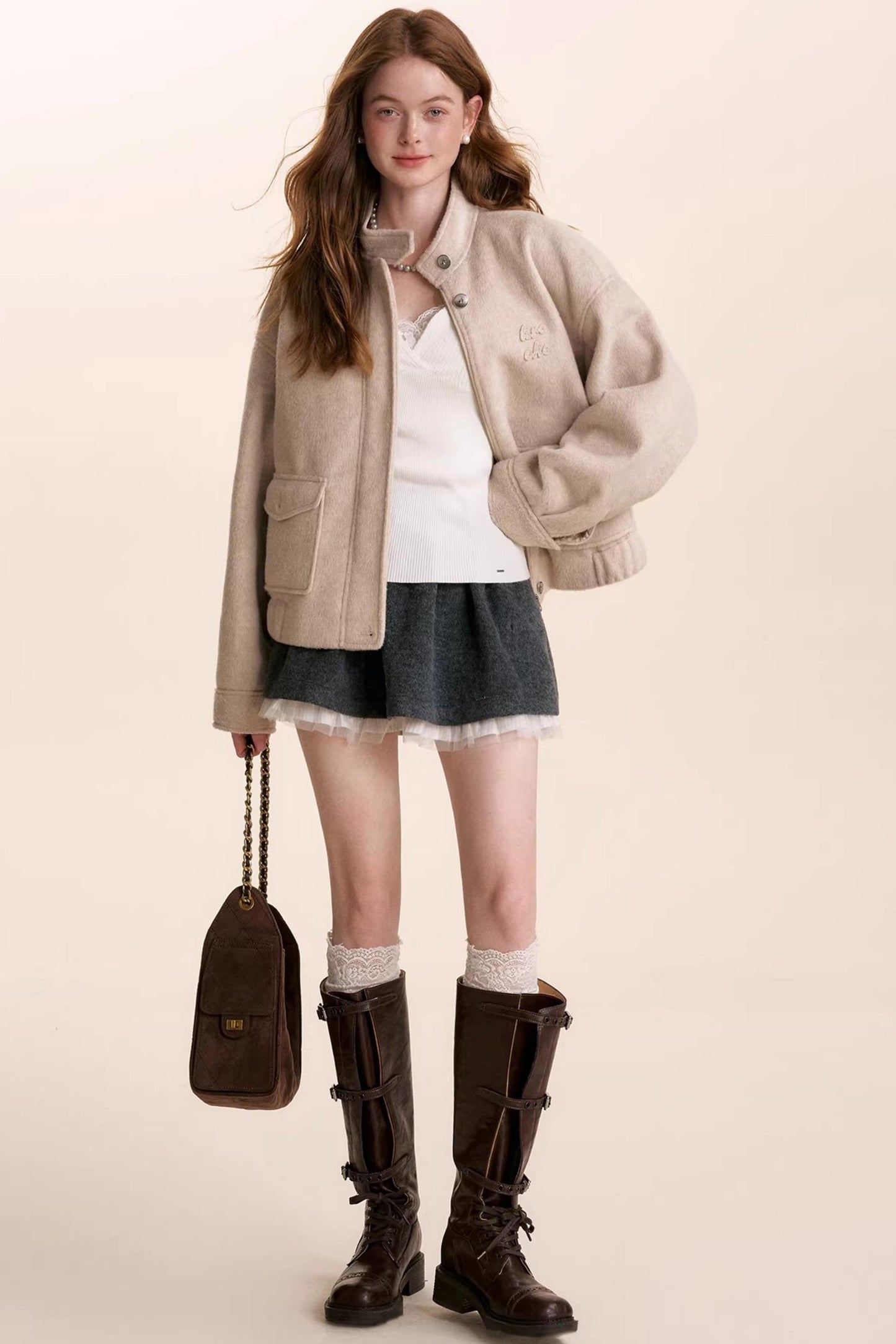 Wool Blend Patchwork Skirt