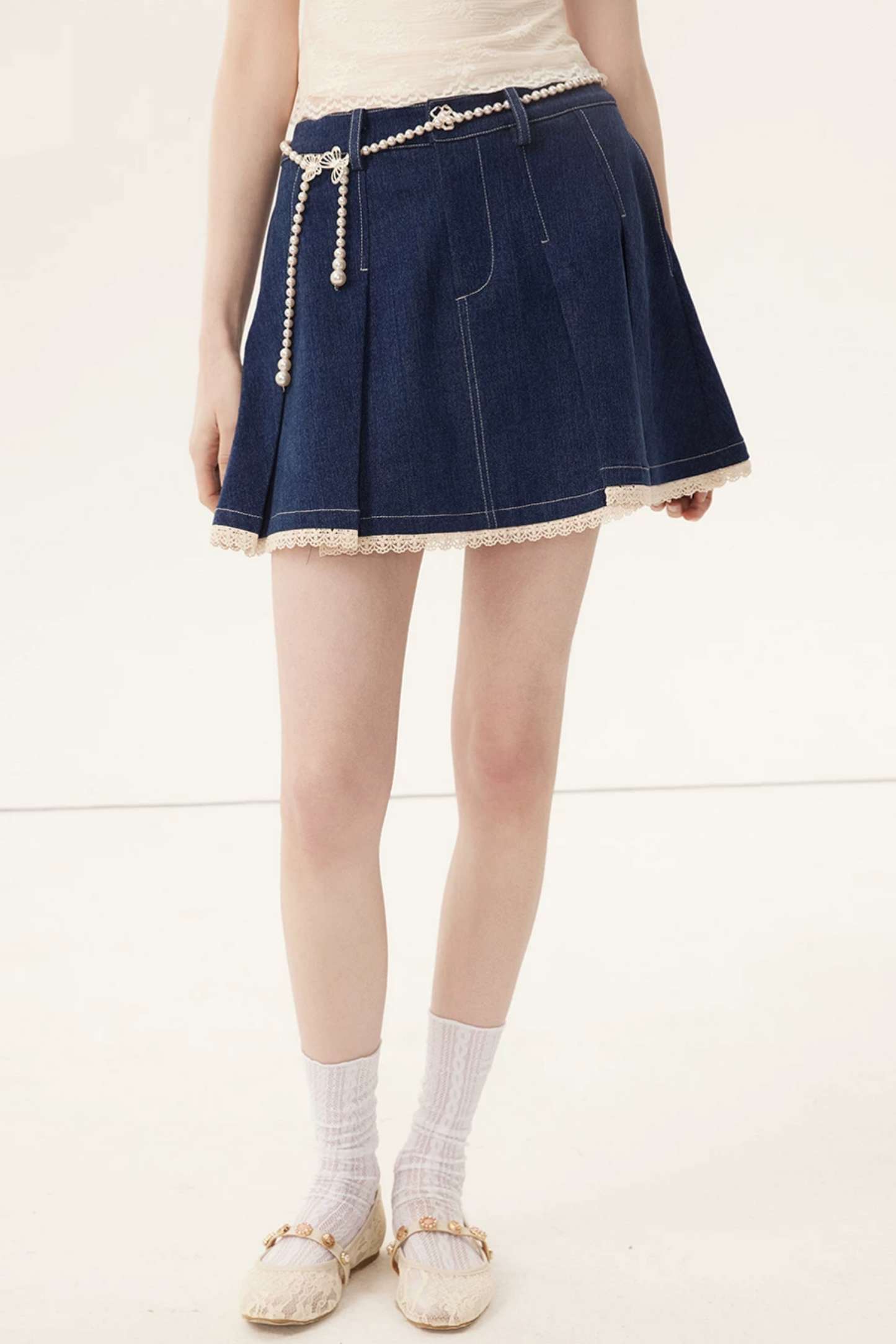 Retro Denim Lace Jacket Set