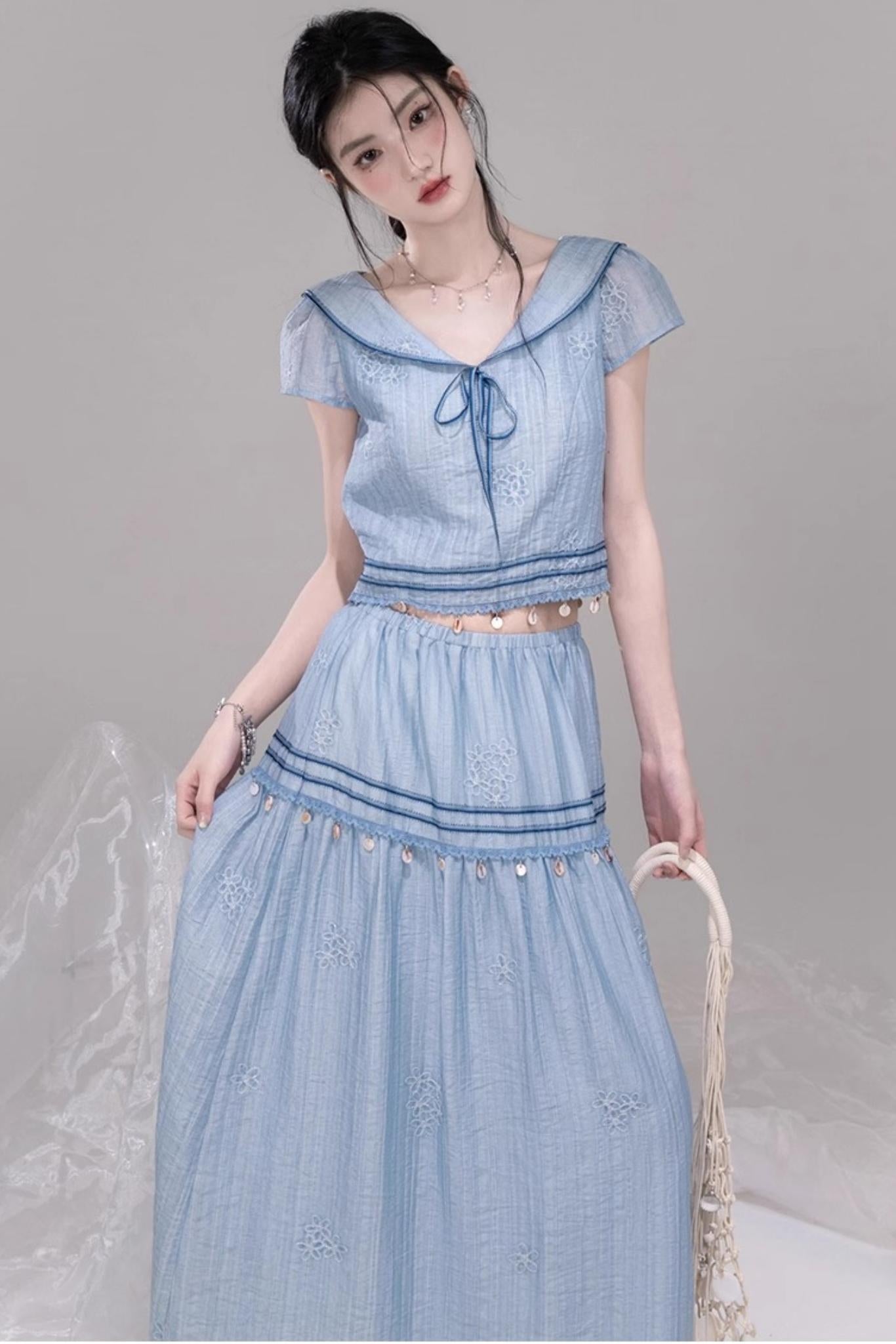 Misty Blue Halter Set