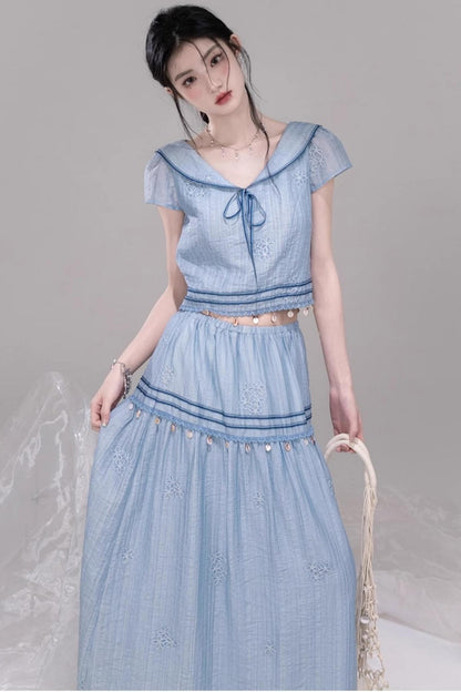 Misty Blue Halter Set