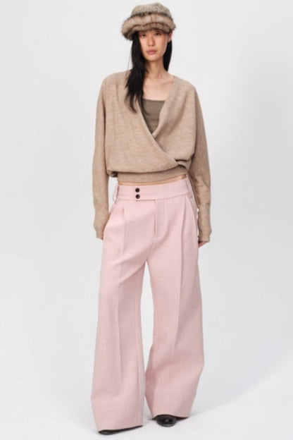 Thickened Oatmeal V-Neck Top