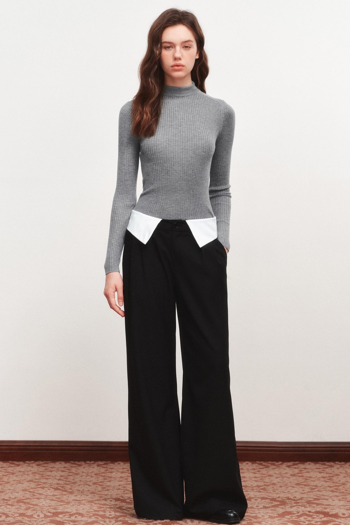 High Neck Knitted Sweater Top