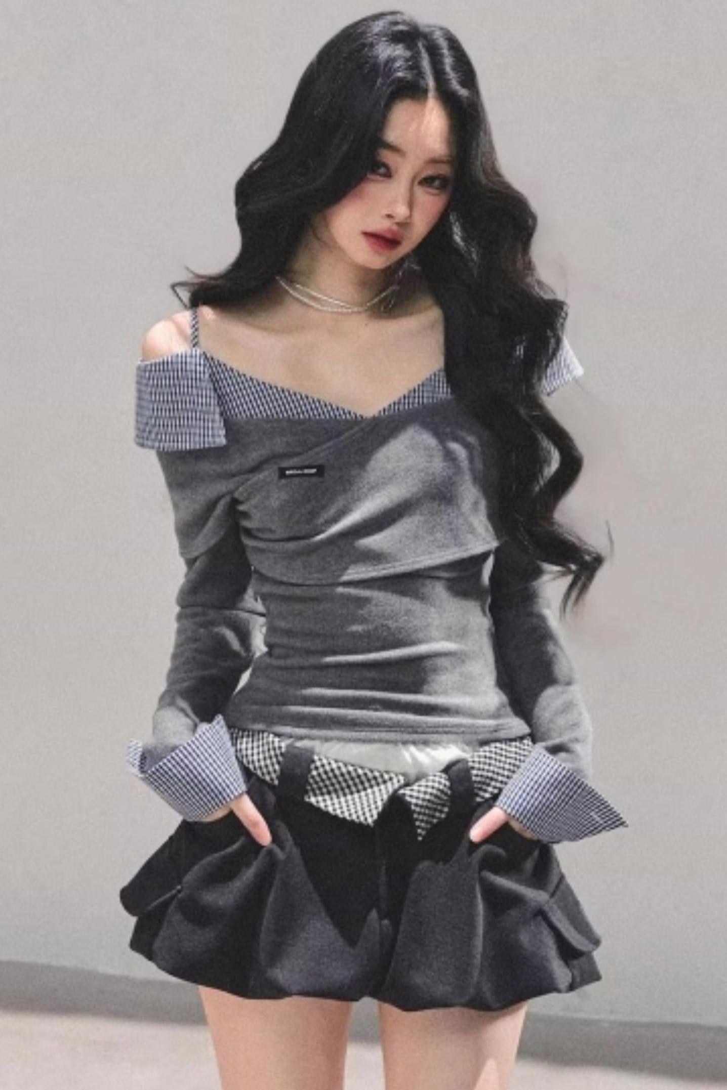 Plaid Floral A-Line Skirt