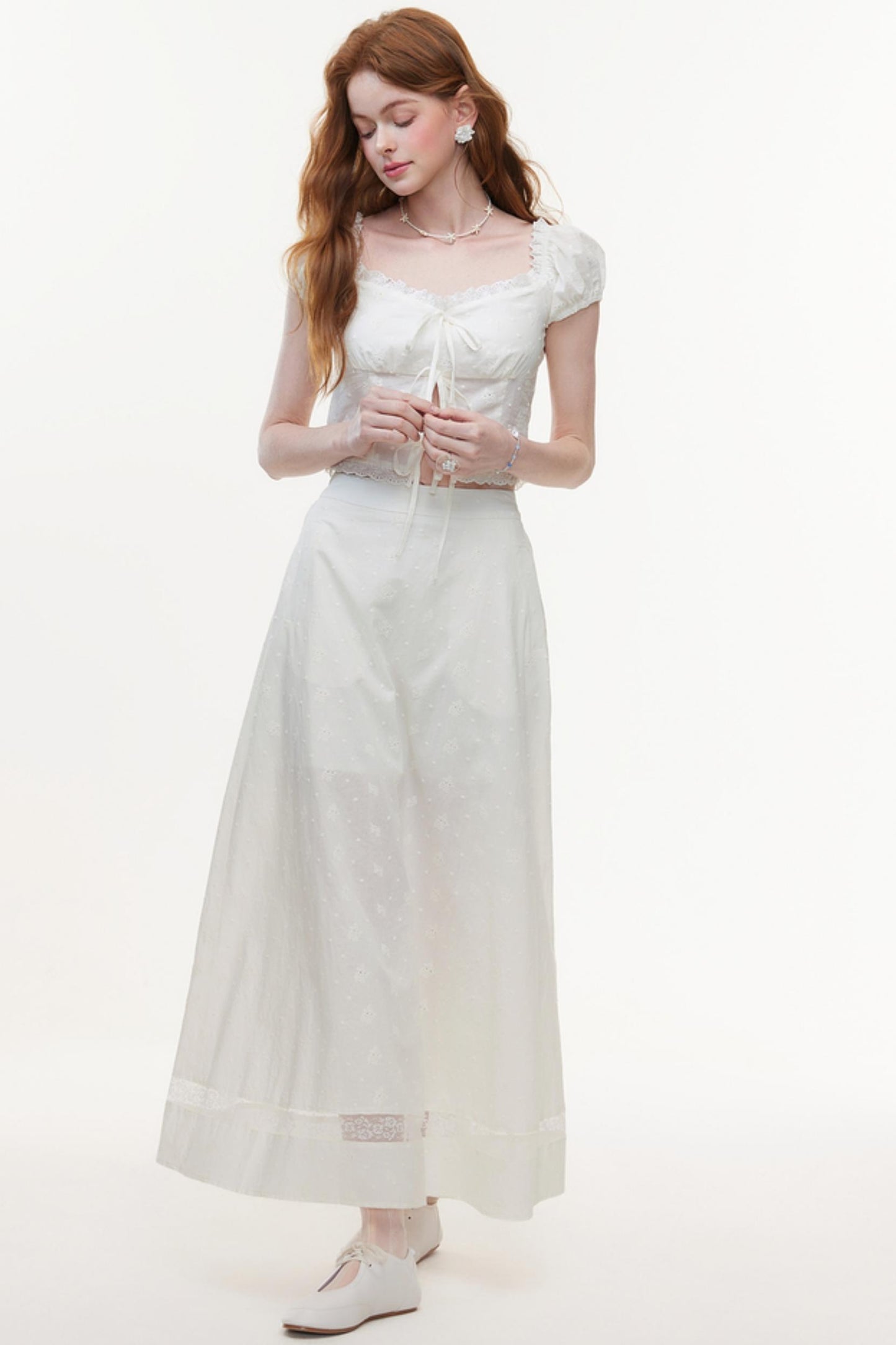 Skeleton Embroidered Two-Piece Skirt Set-Up