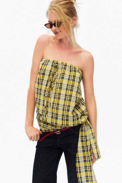 Lightweight Striped Tie-Front Top