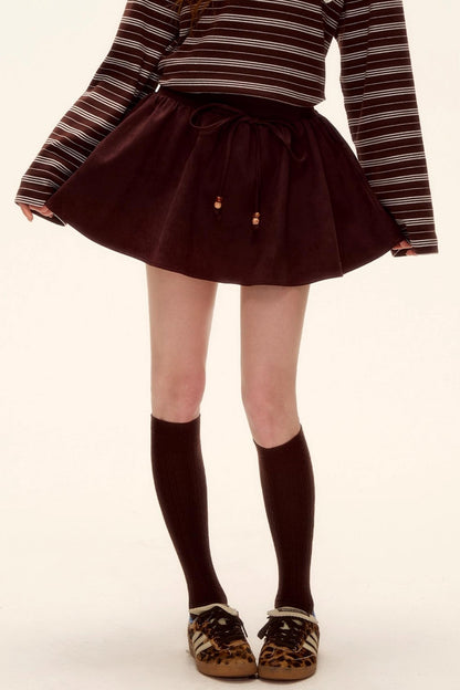 Beaded Suede Puffy Skirt