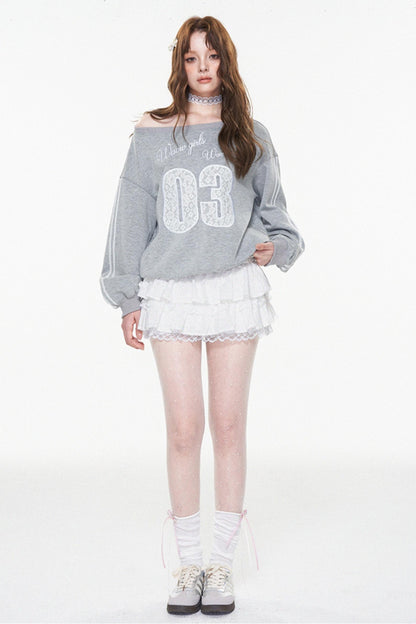 One-Shoulder Slouchy Ballet Sweatshirt