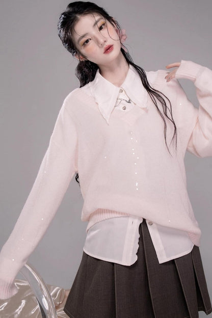 Sweet Lace Collar Lapel Shirt